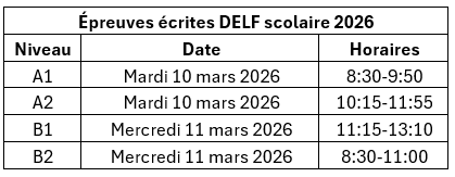 Épreuves écrites 