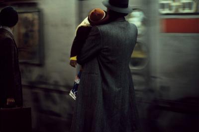 1984, NY USA, father and child in the subway